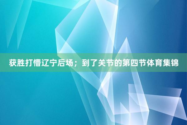 获胜打懵辽宁后场；到了关节的第四节体育集锦