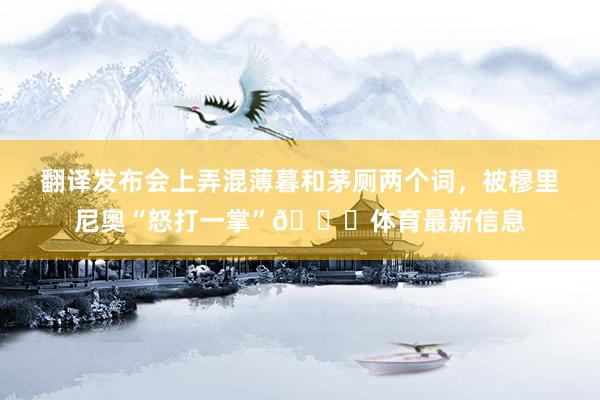 翻译发布会上弄混薄暮和茅厕两个词，被穆里尼奥“怒打一掌”😅体育最新信息