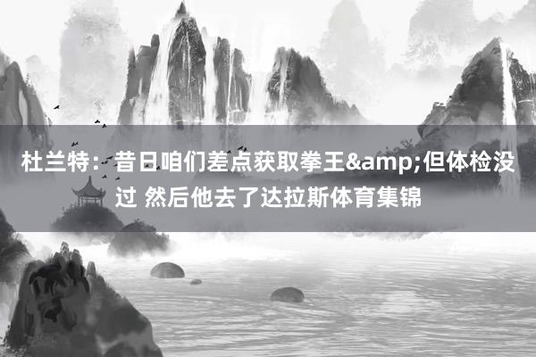 杜兰特：昔日咱们差点获取拳王&但体检没过 然后他去了达拉斯体育集锦