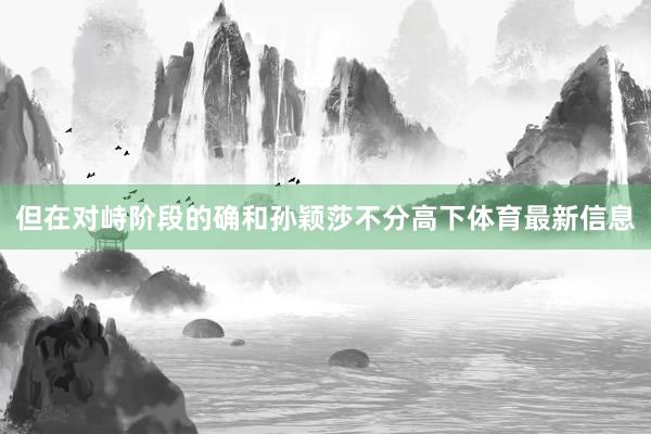 但在对峙阶段的确和孙颖莎不分高下体育最新信息