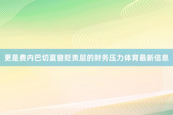 更是费内巴切夏窗贬责层的财务压力体育最新信息