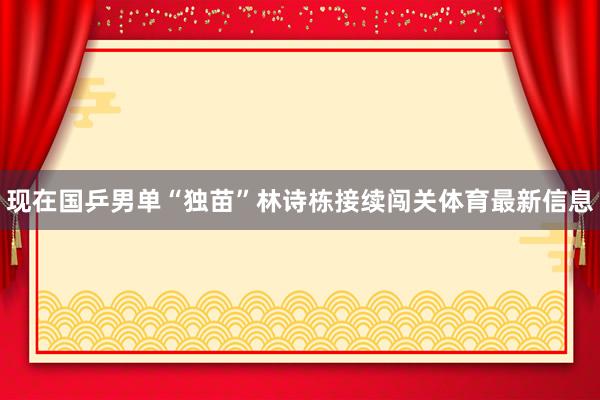 现在国乒男单“独苗”林诗栋接续闯关体育最新信息
