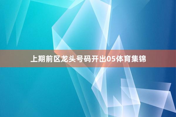 上期前区龙头号码开出05体育集锦