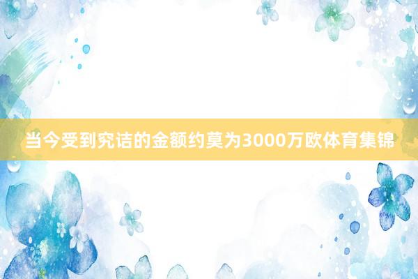 当今受到究诘的金额约莫为3000万欧体育集锦