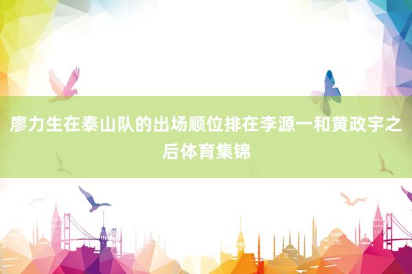 廖力生在泰山队的出场顺位排在李源一和黄政宇之后体育集锦